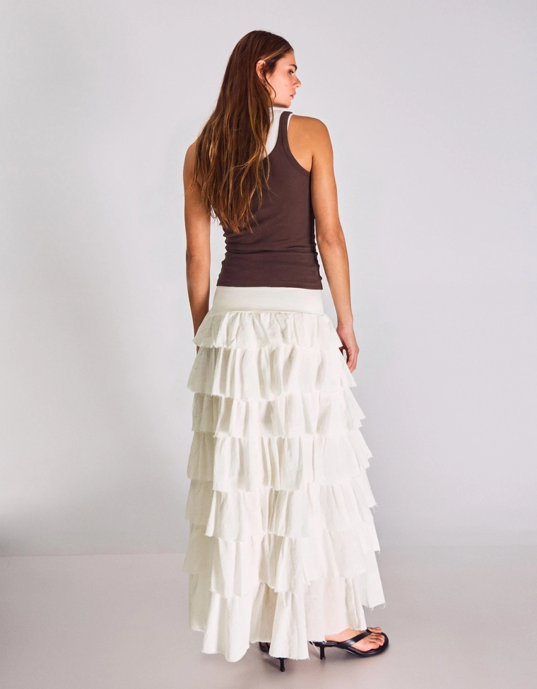 Юбка миди в стиле рустик с воланами