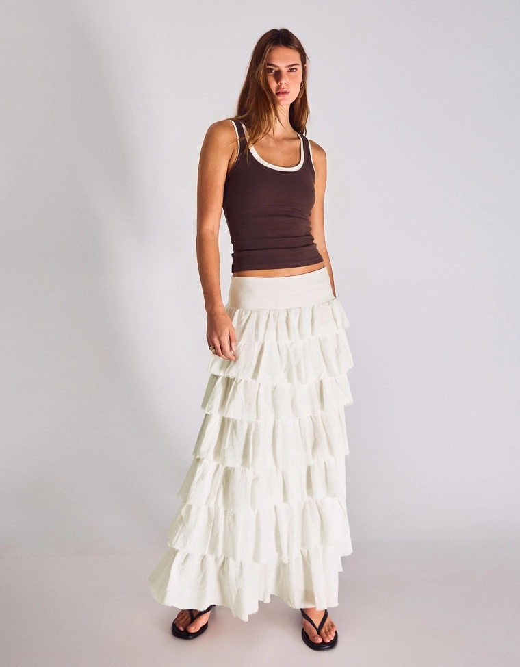 Юбка миди в стиле рустик с воланами