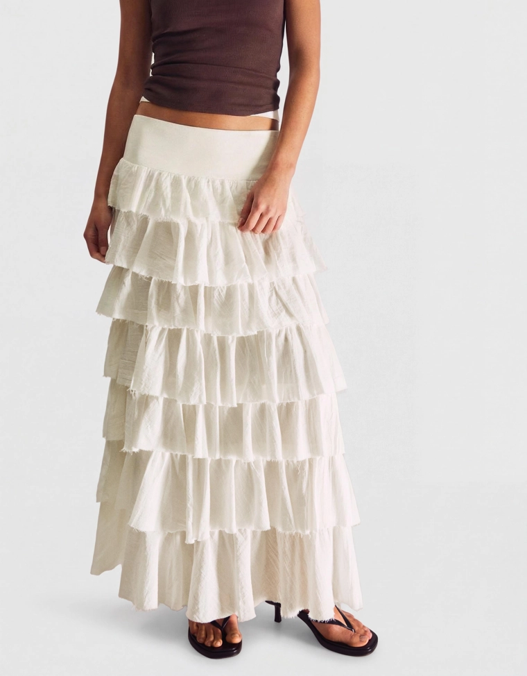 Юбка миди в стиле рустик с воланами