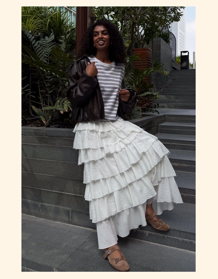 Юбка миди в стиле рустик с воланами