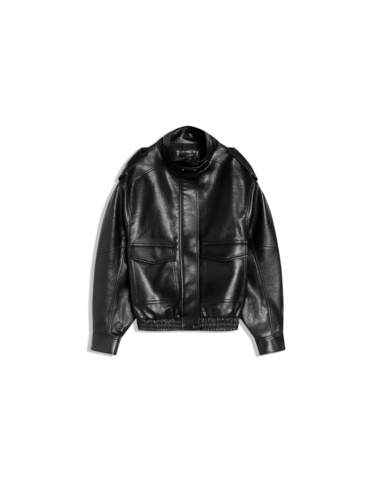 Куртка из искусственной кожи с воротником-трубой