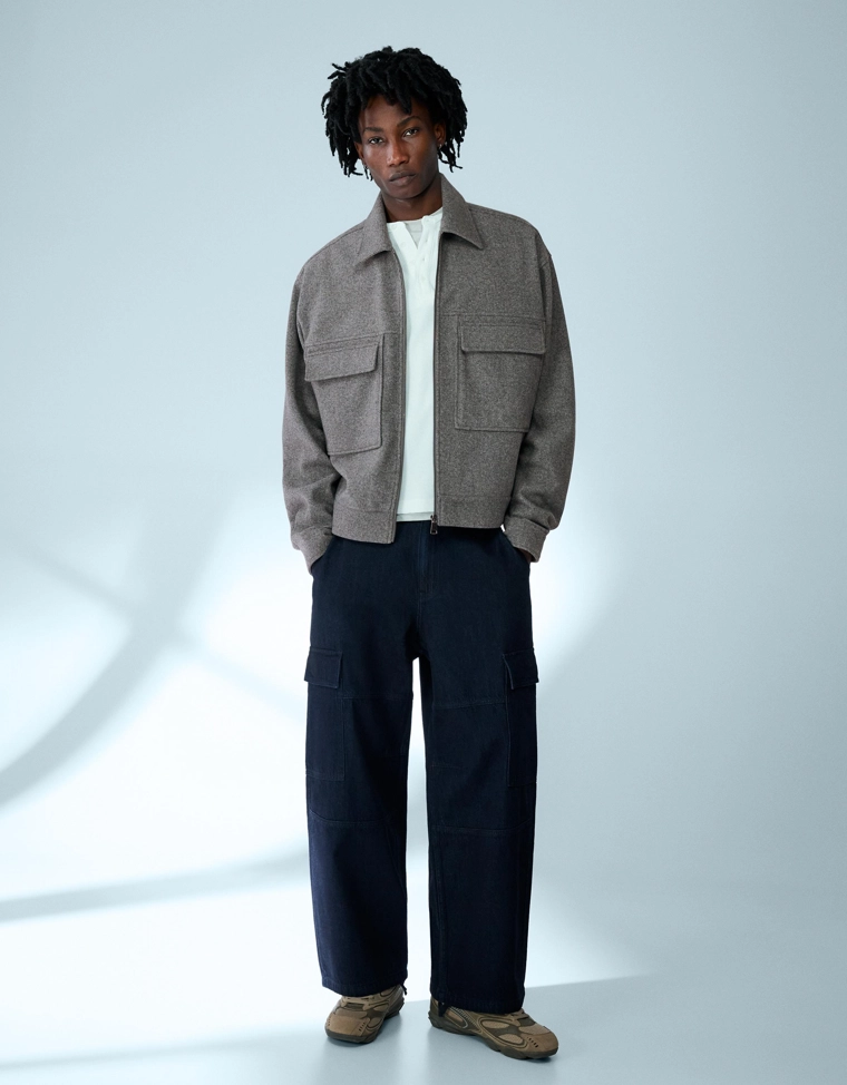 Фланелевая куртка-рубашка свободного кроя на молнии