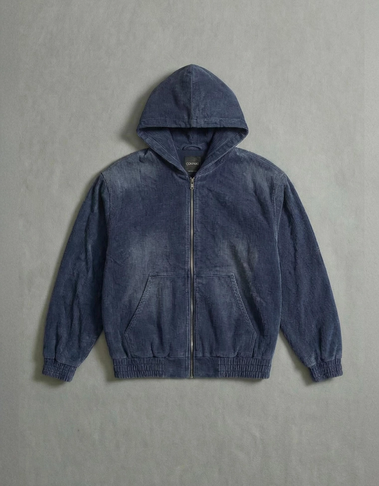 Куртка геометрического кроя из вельвета с капюшоном