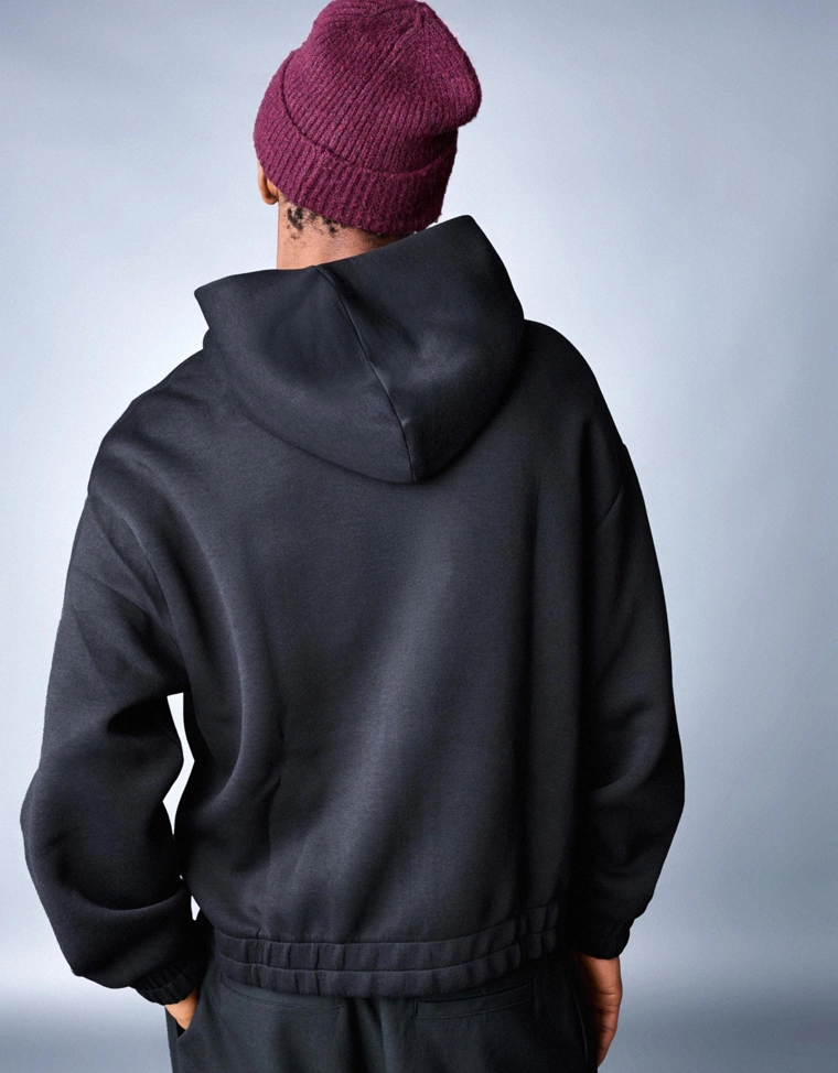 Худи на молнии с капюшоном, с эффектом плотной синтетической ткани