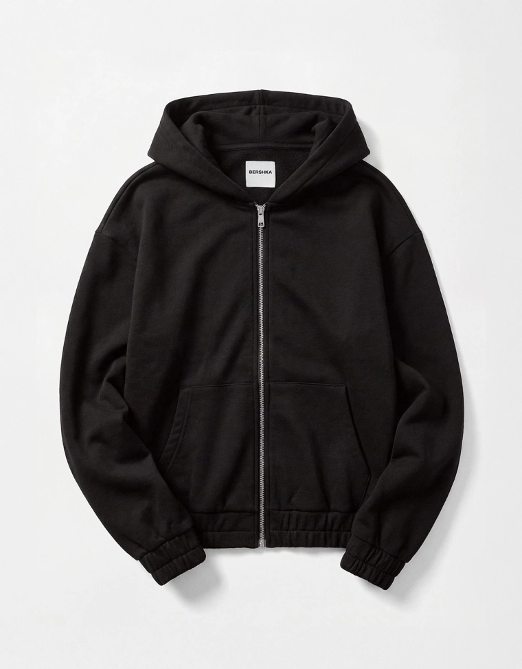 Худи на молнии с капюшоном, с эффектом плотной синтетической ткани