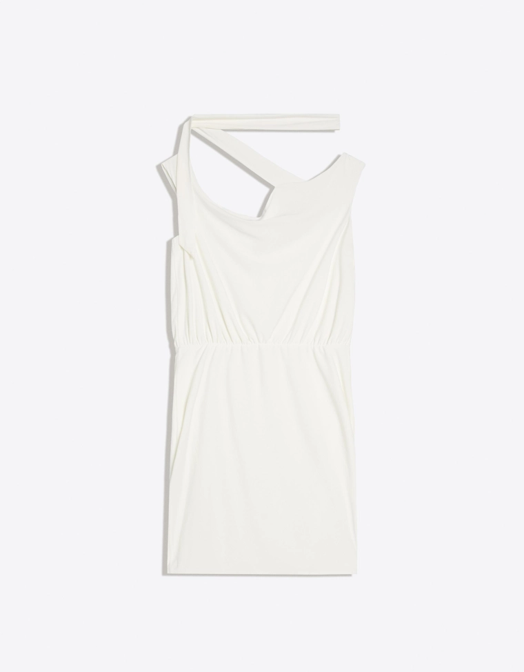 Мини-платье с открытыми плечами и принтом