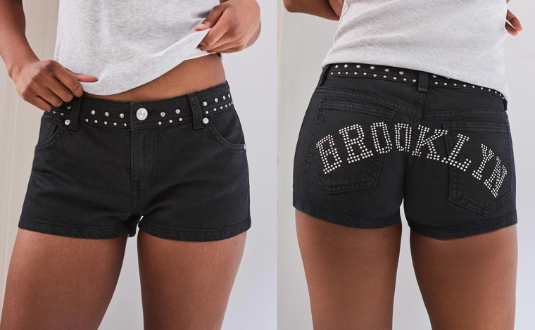 Шорты из твила с заклепками