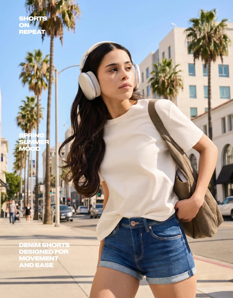 Джинсовые шорты с отворотами