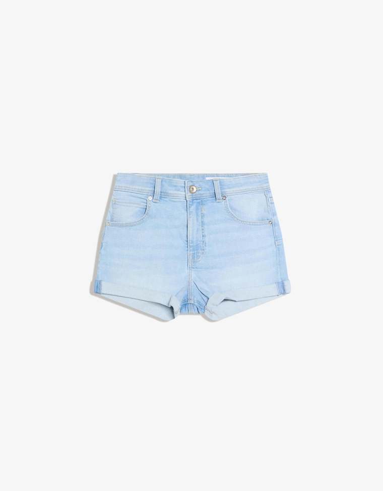 Джинсовые шорты с отворотами