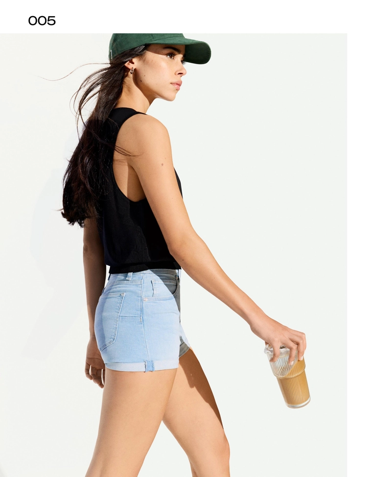 Джинсовые шорты с отворотами