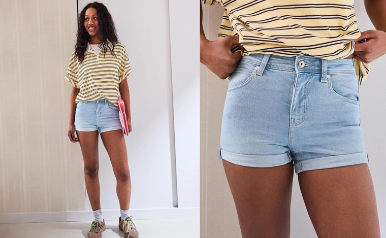 Джинсовые шорты с отворотами