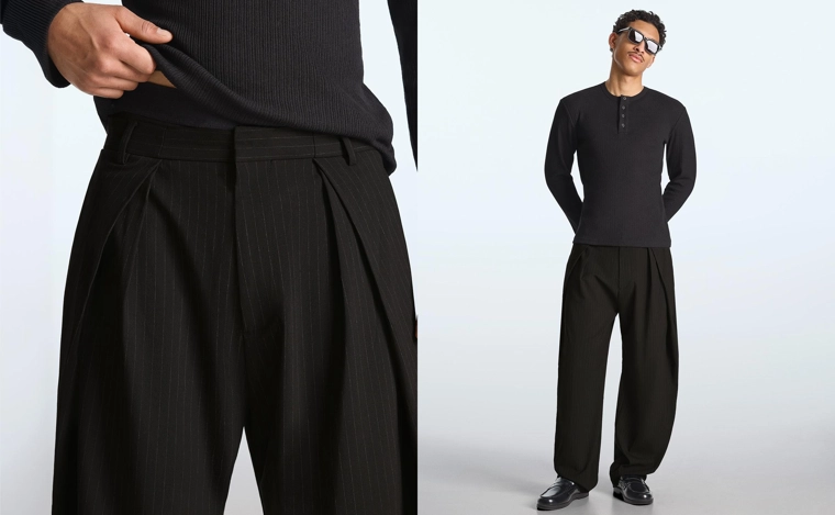 Брюки очень свободного кроя с защипами