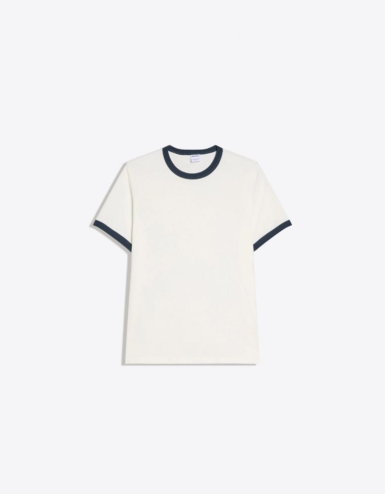 Футболка с контрастной отделкой в рубчик