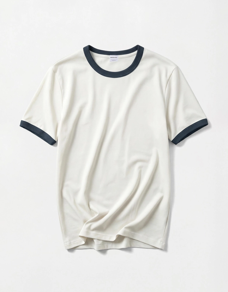 Футболка с контрастной отделкой в рубчик