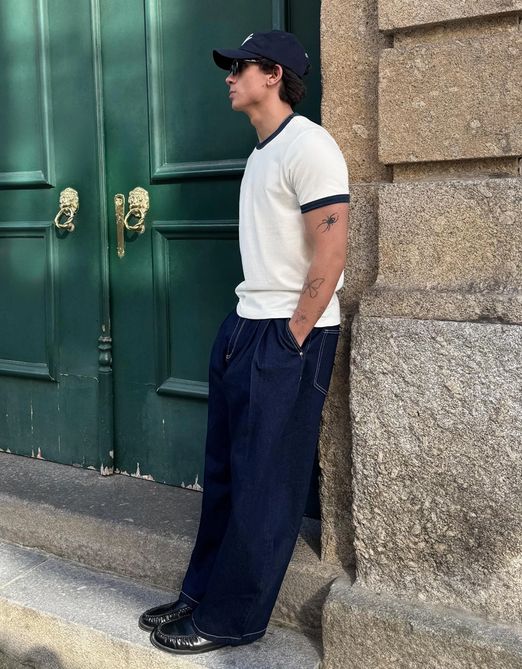 Футболка с контрастной отделкой в рубчик