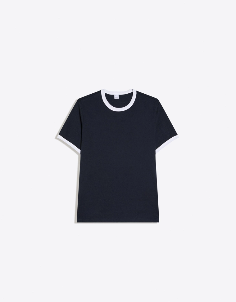 Футболка с контрастной отделкой в рубчик