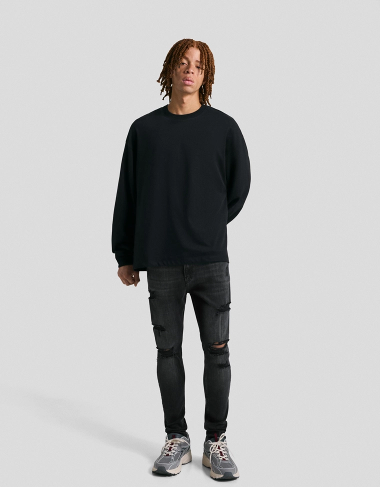 Джинсы суперскинни с разрезами