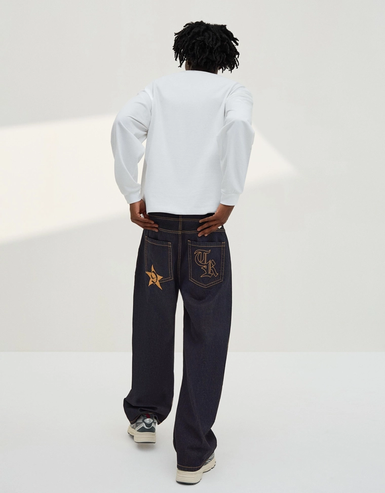 Джинсы barrel с вышивкой