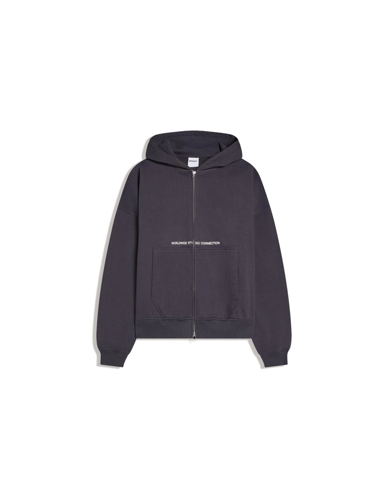 Укороченная толстовка геометрического кроя на молнии с принтом