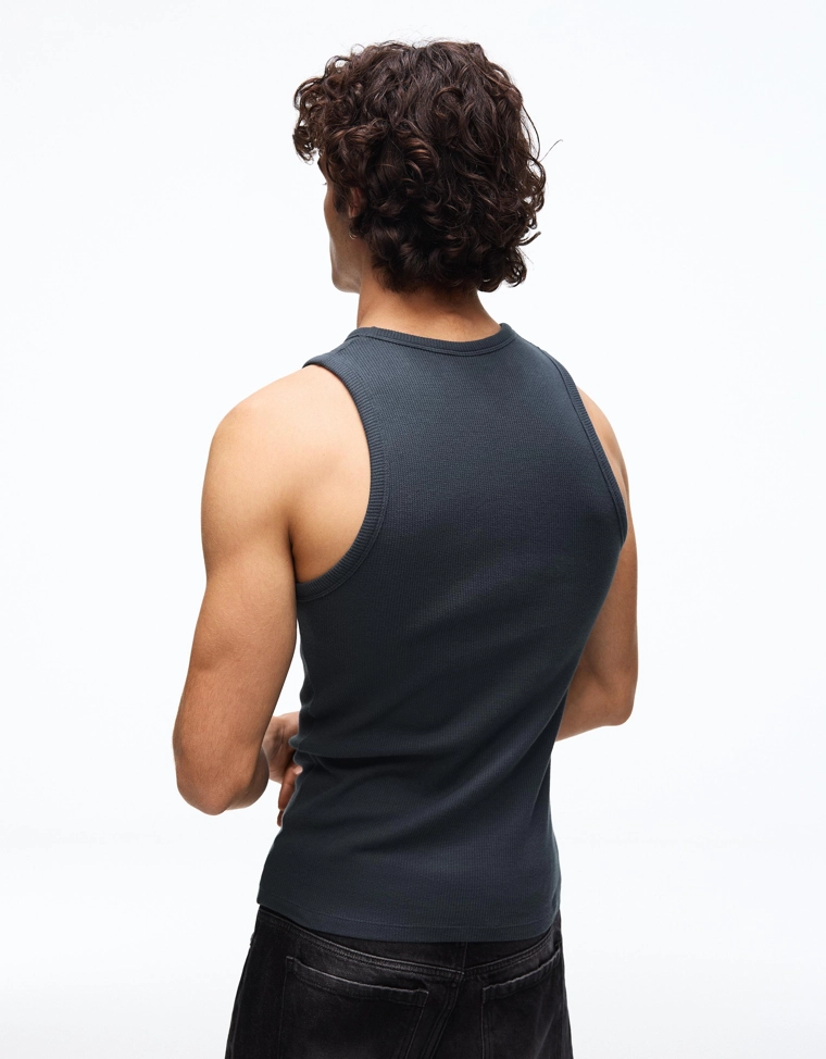 Майка из рифленой ткани с принтом