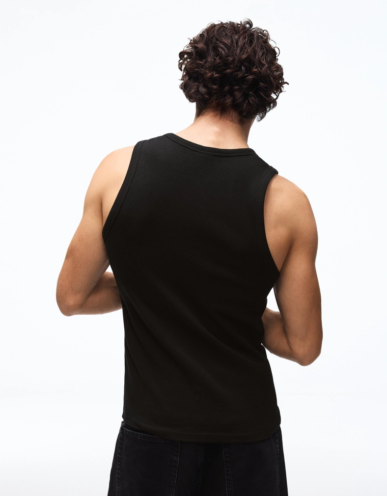 Майка из рифленой ткани с принтом