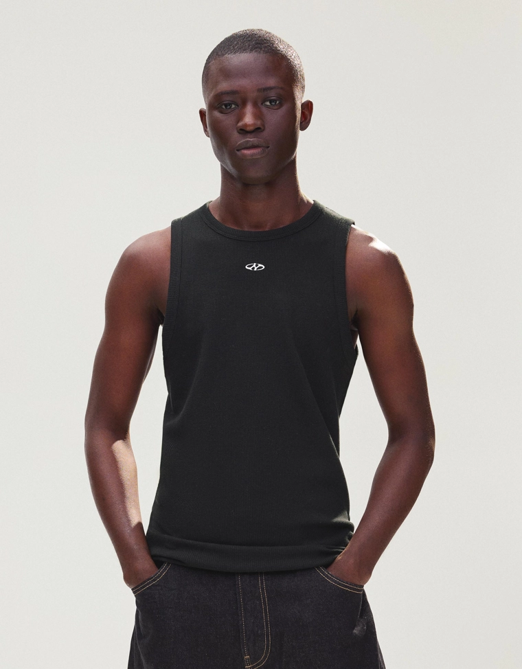 Майка из рифленой ткани с принтом