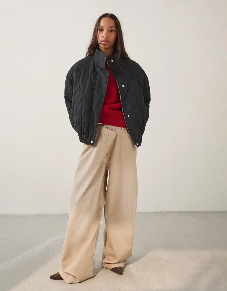 Куртка с вышивкой и узором «косы»