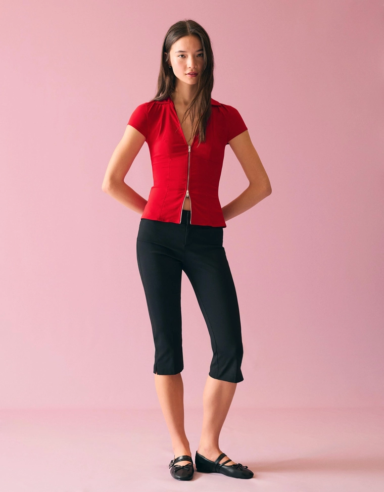 Рубашка на молнии с короткими рукавами