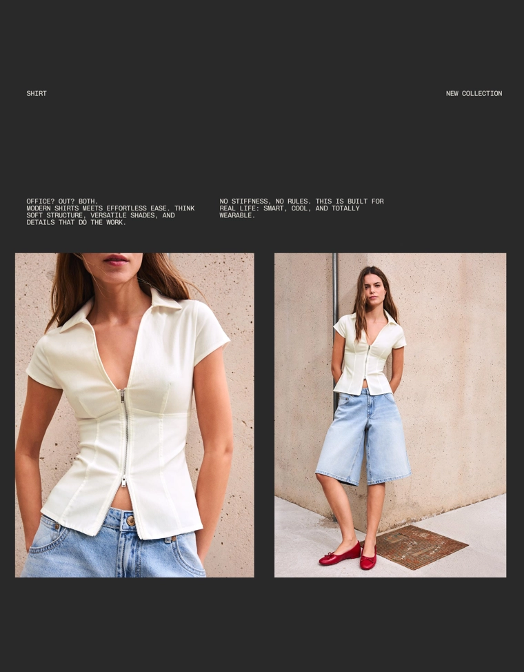 Рубашка на молнии с короткими рукавами