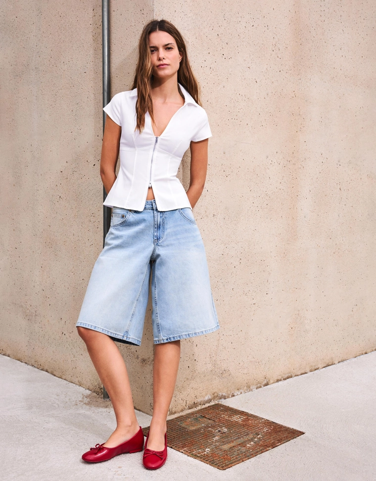 Рубашка на молнии с короткими рукавами