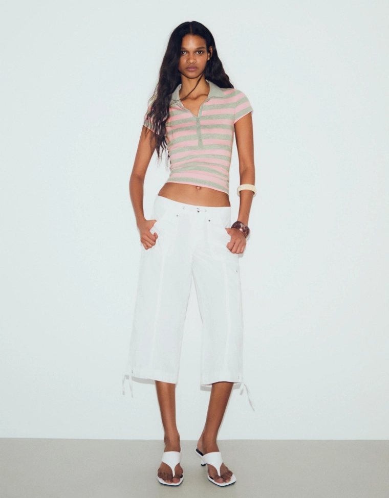 Поло в полоску с короткими рукавами