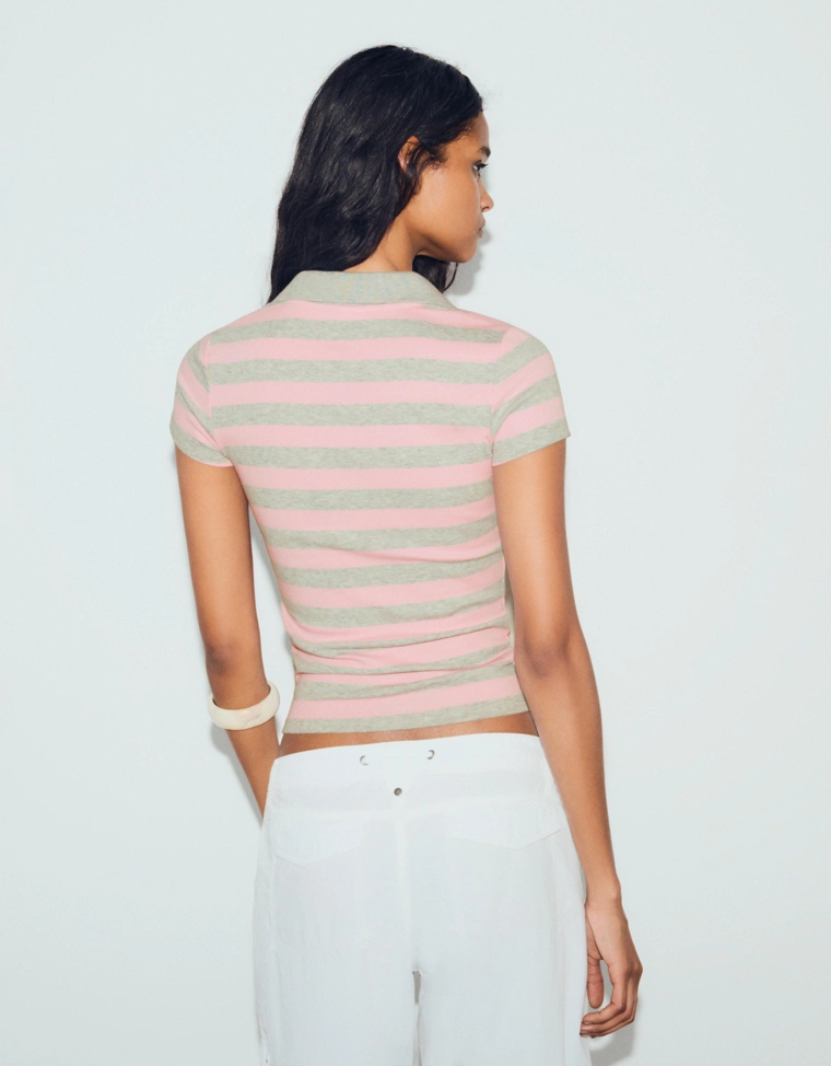 Поло в полоску с короткими рукавами