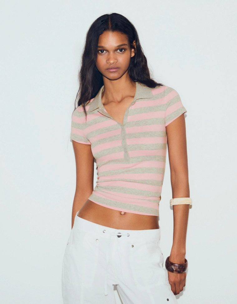 Поло в полоску с короткими рукавами