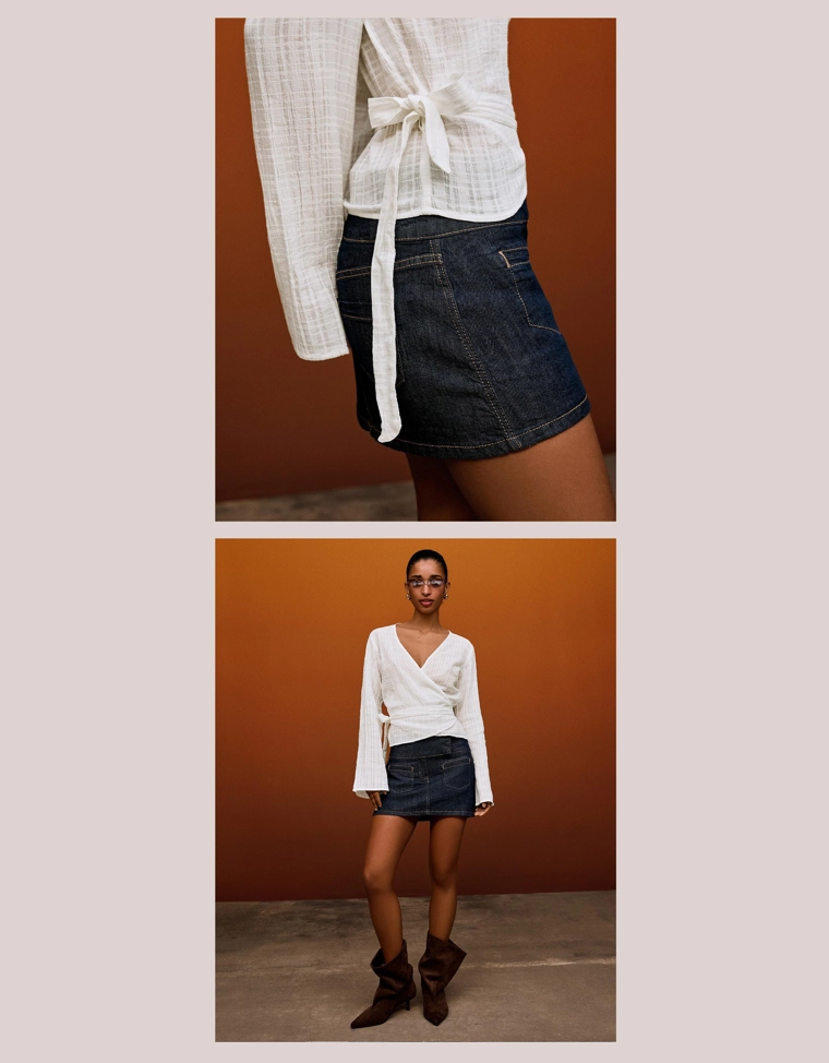 Блузка с запахом и принтом