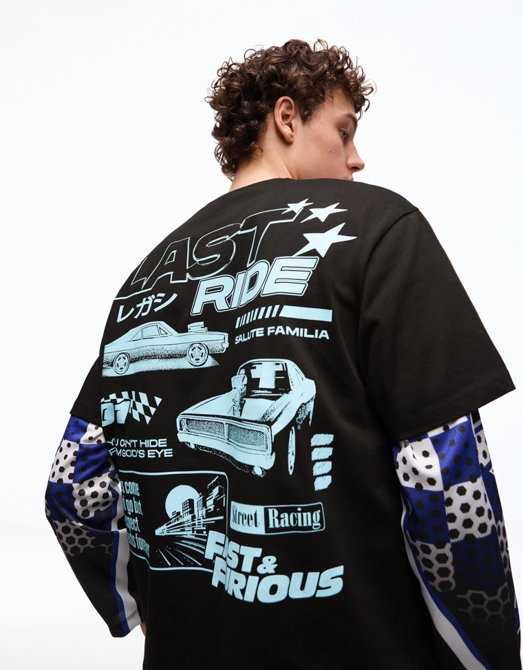 Футболка с принтом «Форсаж» и короткими рукавами