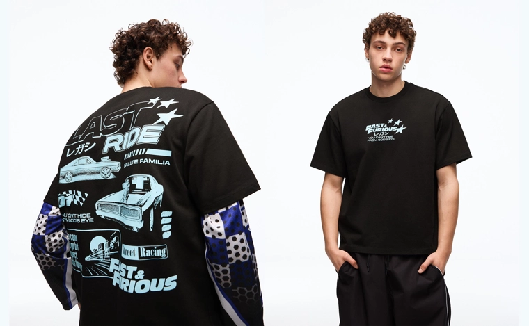 Футболка с принтом «Форсаж» и короткими рукавами