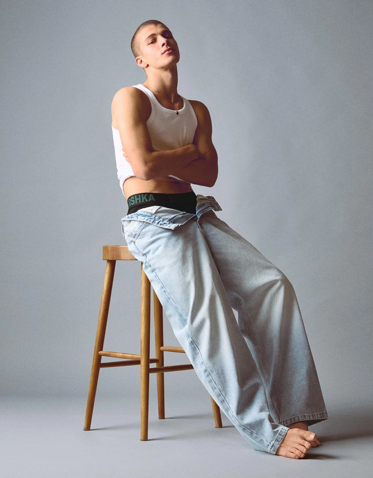 Набор из трех трусов-боксеров с поясом из ткани с принтом