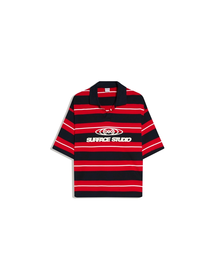 Поло с короткими рукавами, в полоску и с вышивкой