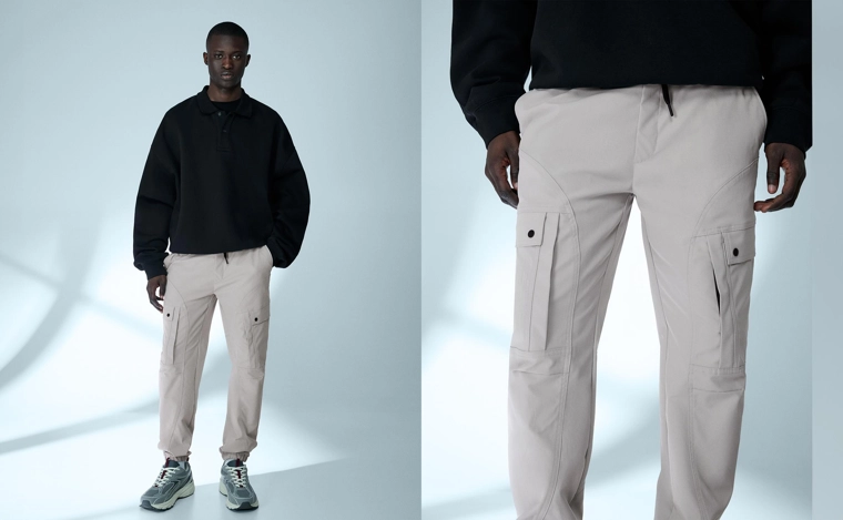 Зауженные брюки карго из высокотехнологичной ткани