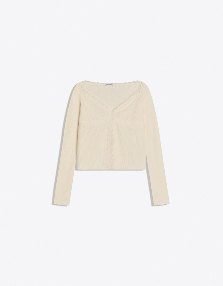 Трикотажная футболка с кружевом