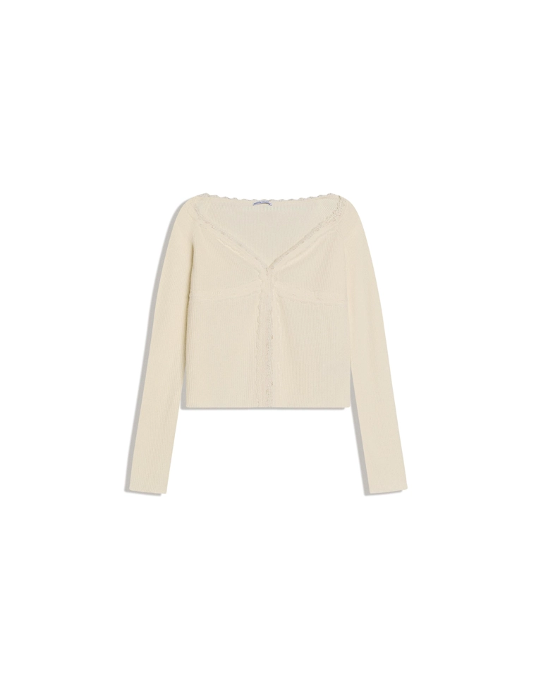 Трикотажная футболка с кружевом