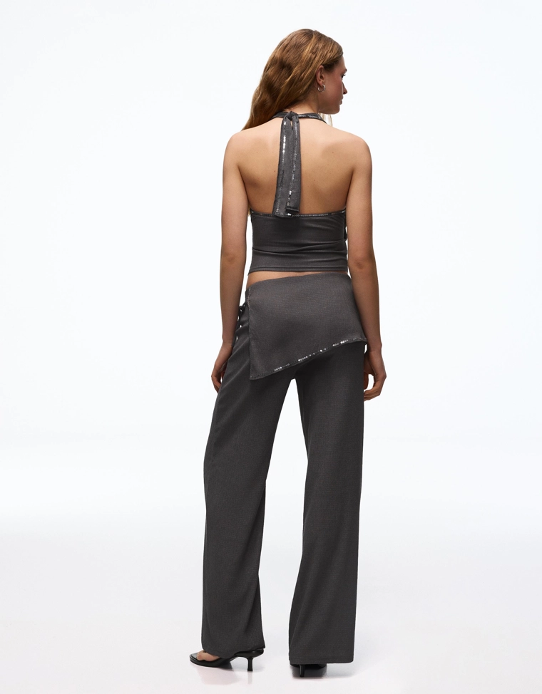 Брюки с юбкой с пайетками