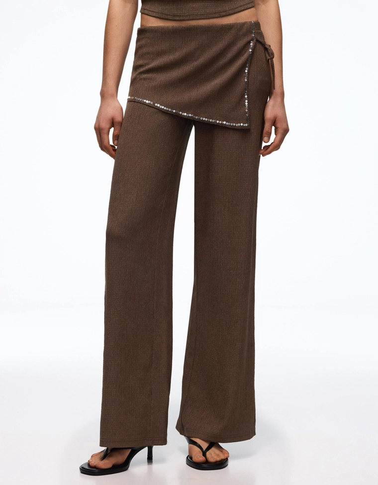 Брюки с юбкой с пайетками