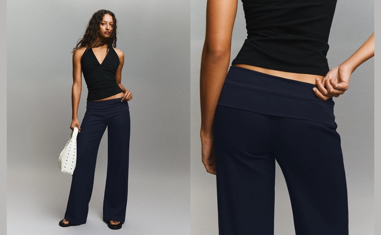 Брюки с отворотом на поясе