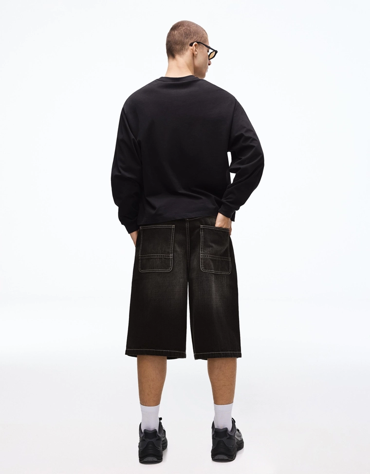 Джинсовые шорты-бермуды в скейтерском стиле