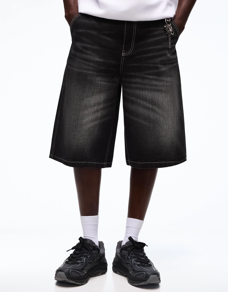 Джинсовые шорты-бермуды в скейтерском стиле