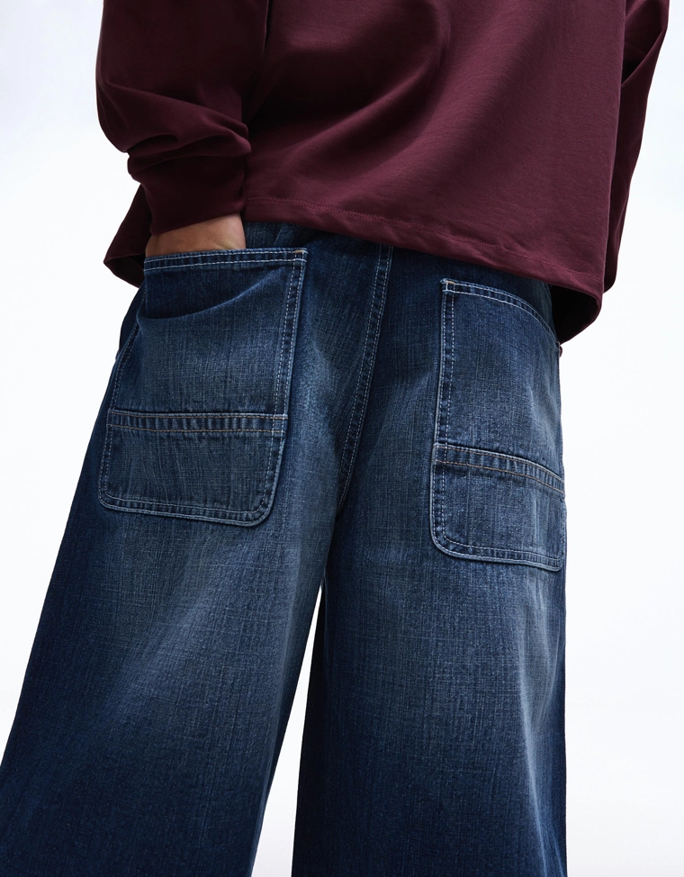 Джинсовые шорты-бермуды в скейтерском стиле