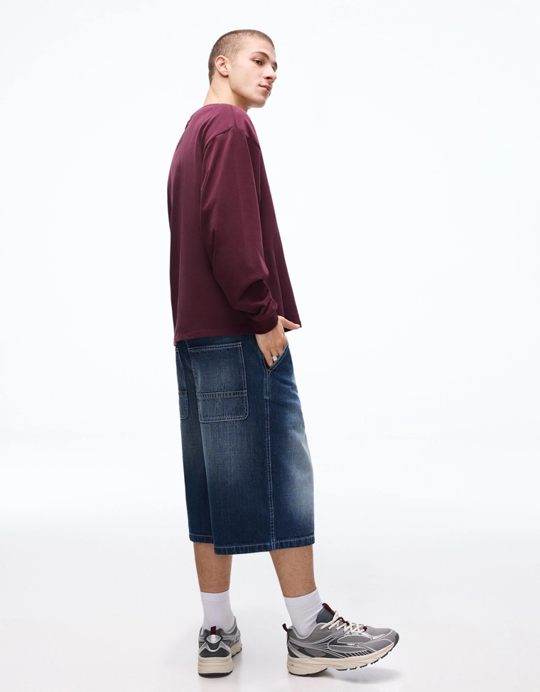 Джинсовые шорты-бермуды в скейтерском стиле