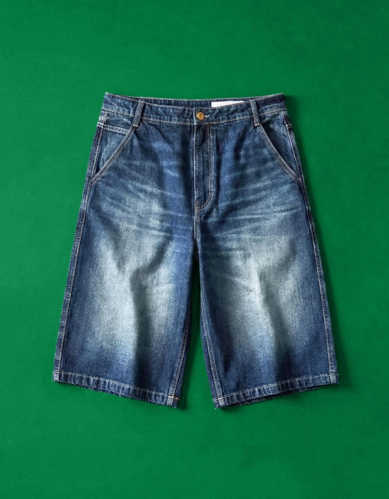 Джинсовые шорты-бермуды в скейтерском стиле