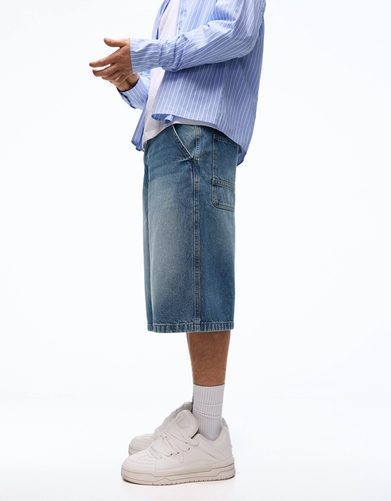 Джинсовые шорты-бермуды в скейтерском стиле